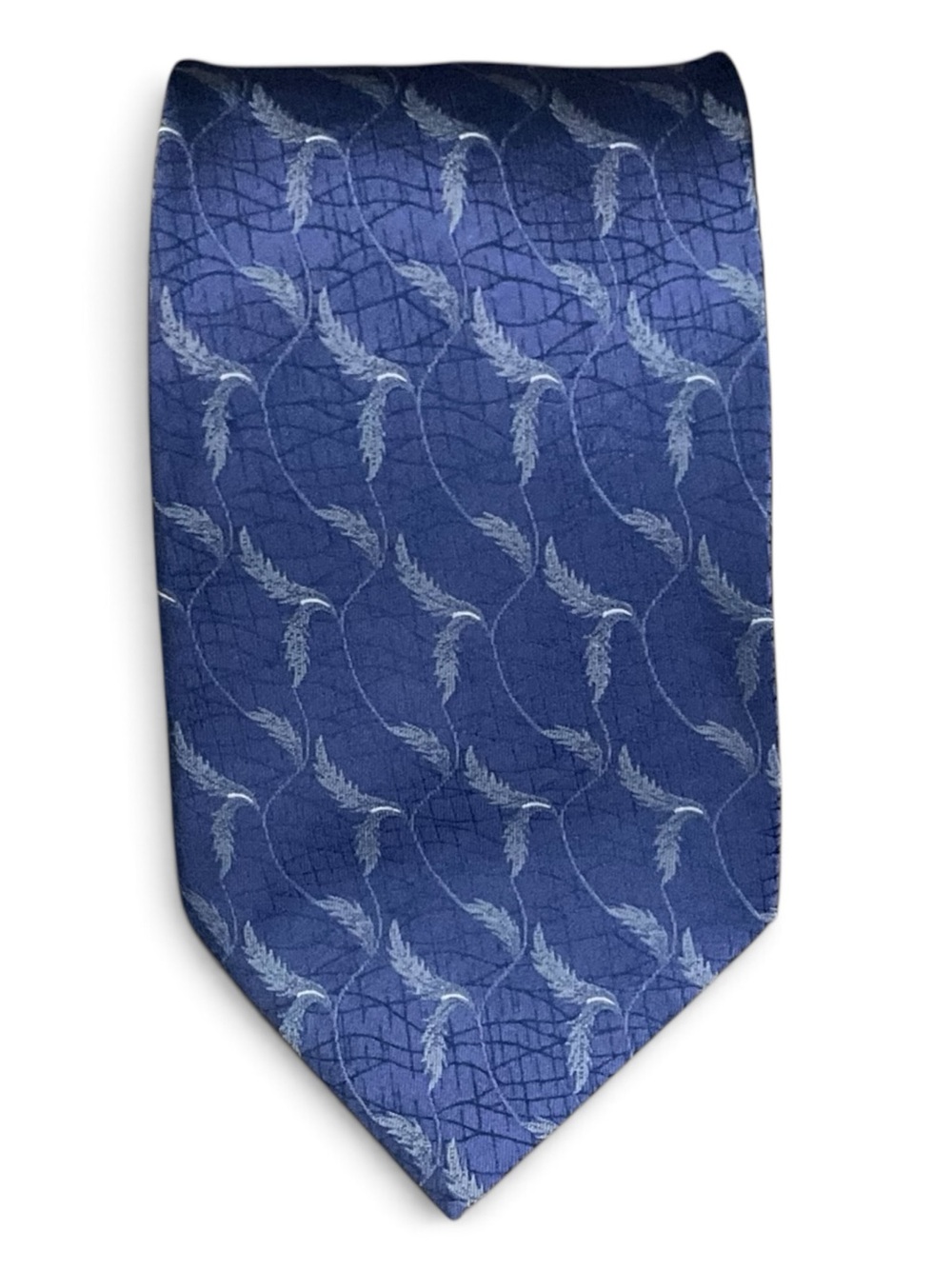 Qiubite 100% Silk Tie Blue Crane Bird Print Handmade Men’s Necktie